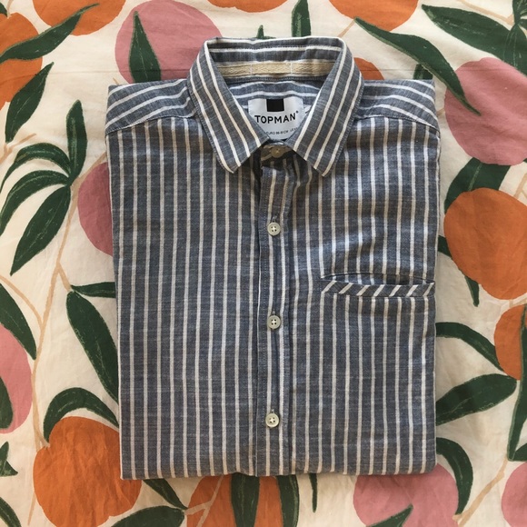 Topman Striped Twill Long-Sleeve Button-Down Shirt - Picture 7 of 7